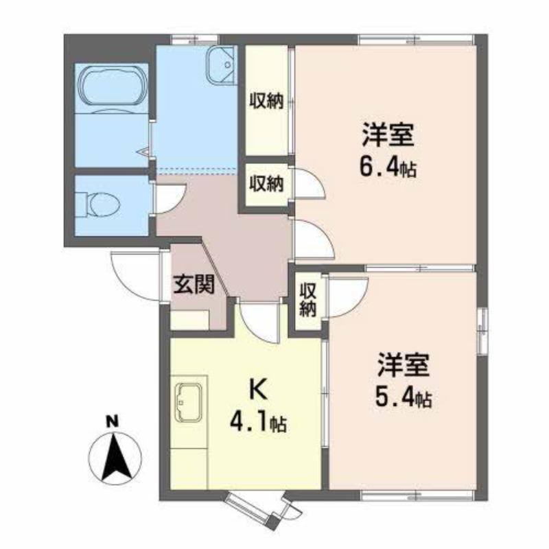ホワイトパレス青葉C(2K/1階)の間取り写真