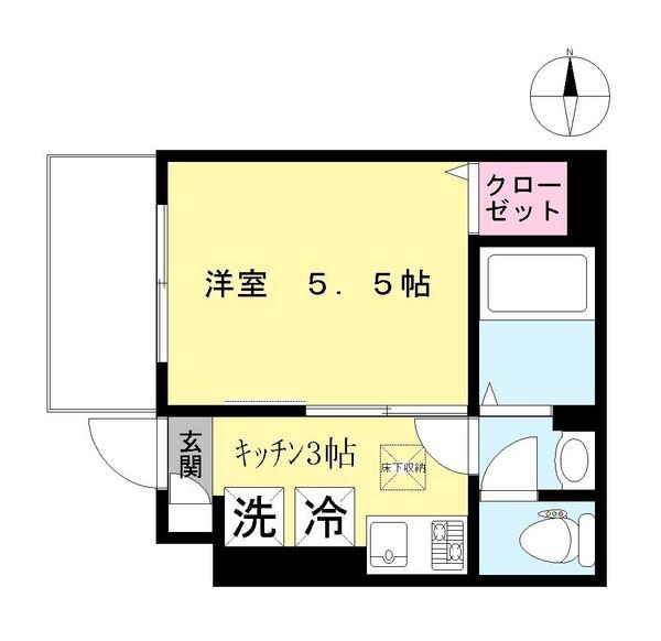 ハニーコムII(1K/1階)の間取り写真
