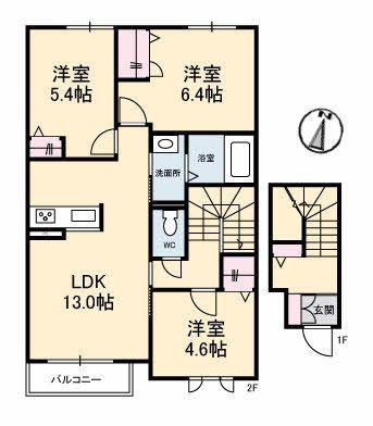 メゾン・ルミエール(3LDK/2階)の間取り写真