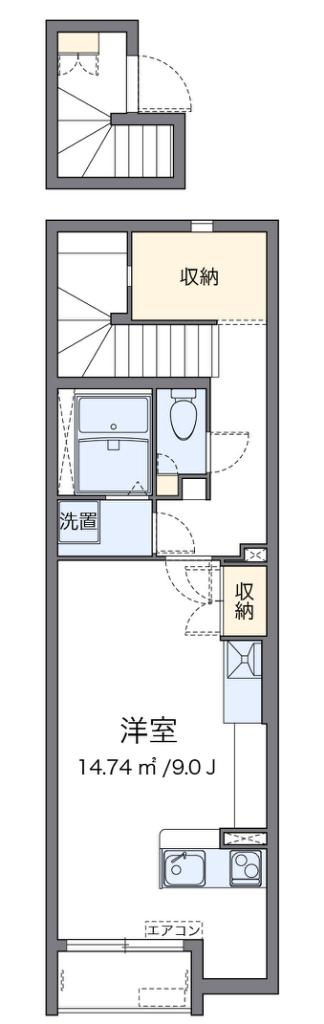 ミランダDOMANI I(ワンルーム/2階)の間取り写真