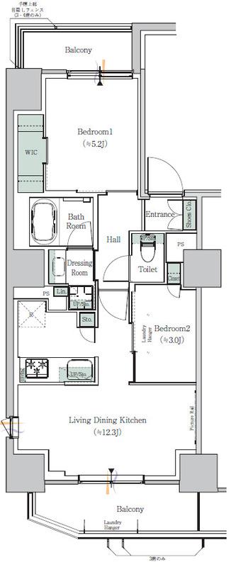 ONE ROOF RESIDENCE NISHI NIPPORI(2LDK/6階)の間取り写真