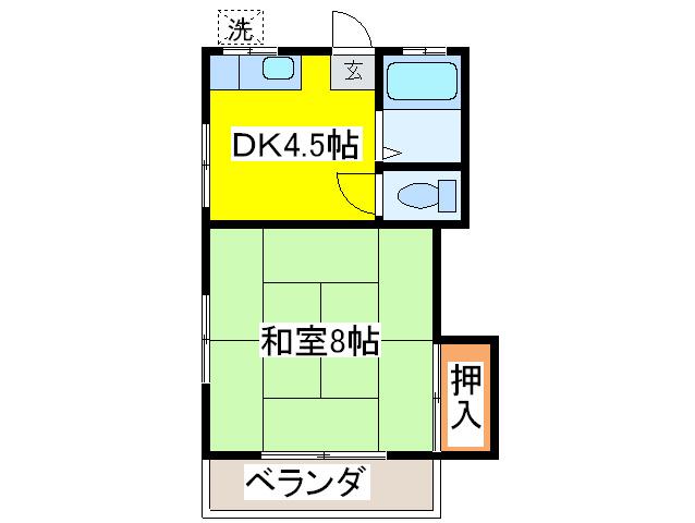 サンハウス(1DK/2階)の間取り写真