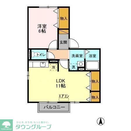 セジュール(1LDK/2階)の間取り写真