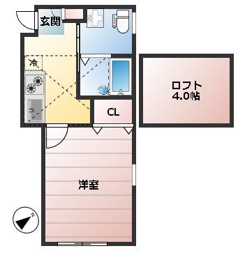イトナムII(1K/1階)の間取り写真