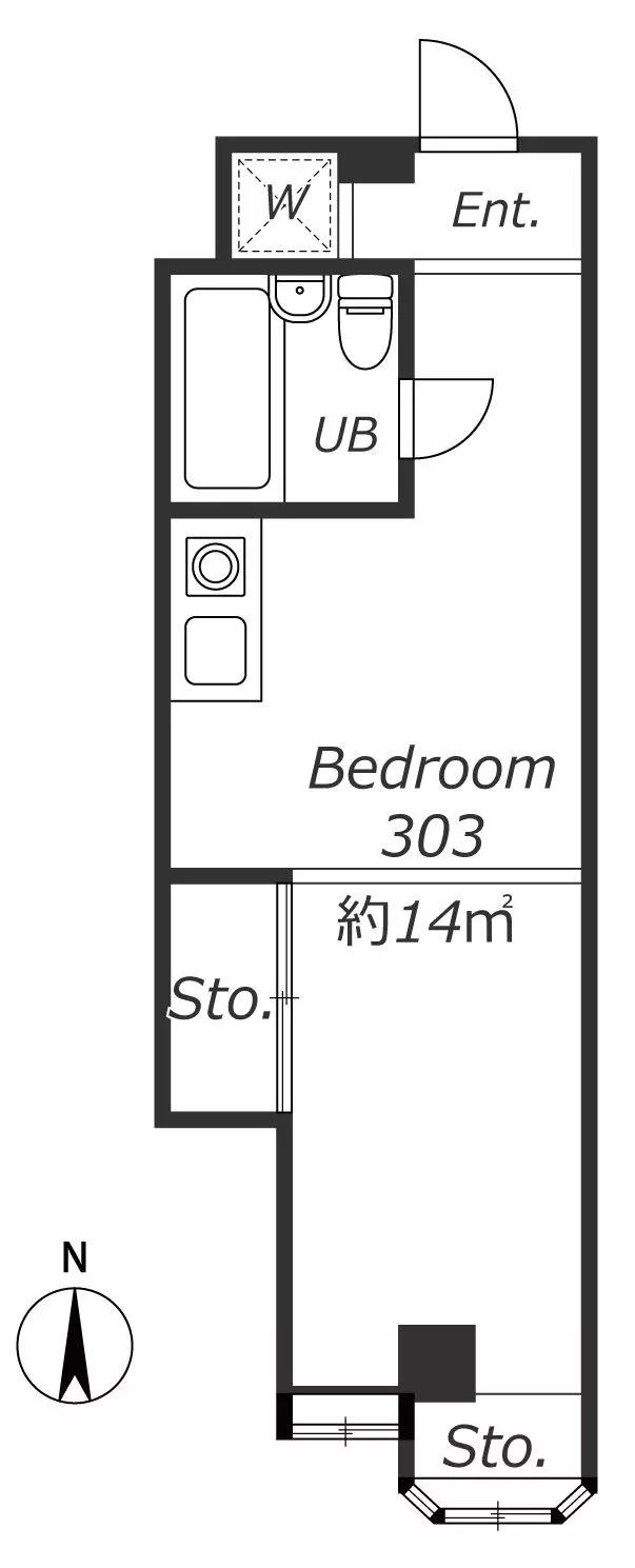 あかつきマンション(ワンルーム/3階)の間取り写真