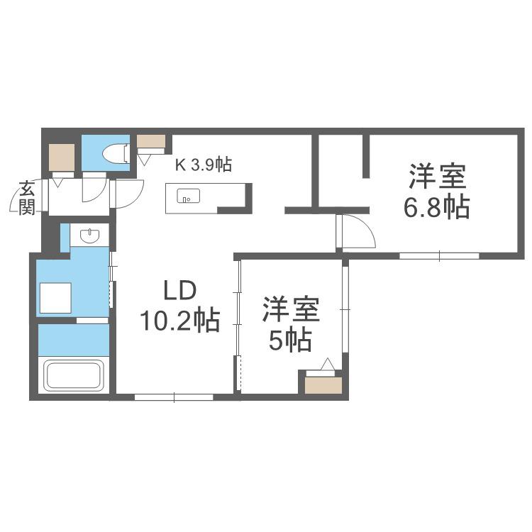 ESSENCE24E(2LDK/2階)の間取り写真