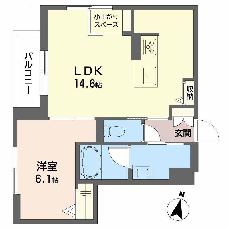 弓張月 上杉(1LDK/2階)の間取り写真