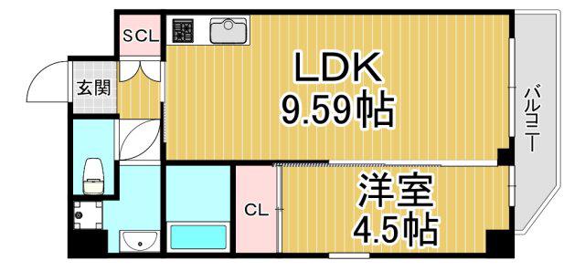 プレジオ武庫川ASIAN(1LDK/7階)の間取り写真
