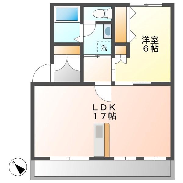 町田コープタウン14号棟(1LDK/2階)の間取り写真