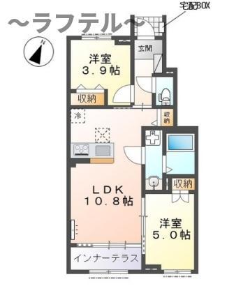 入間市狭山台 アパートA棟工事(2LDK/1階)の間取り写真