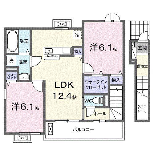 ショコラIII(2LDK/2階)の間取り写真