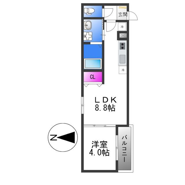 F MIRAI GRUS(1LDK/2階)の間取り写真
