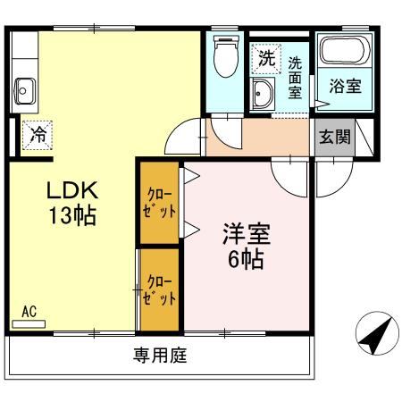 タクトハイツ日浅II(1LDK/1階)の間取り写真