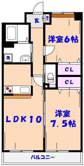 シャングリアマルタ(2LDK/2階)の間取り写真
