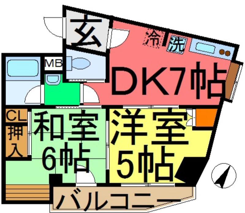 NIKOパークハイム新小岩(2DK/6階)の間取り写真