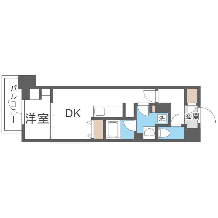 アーバネックス谷町四丁目(1DK/13階)の間取り写真
