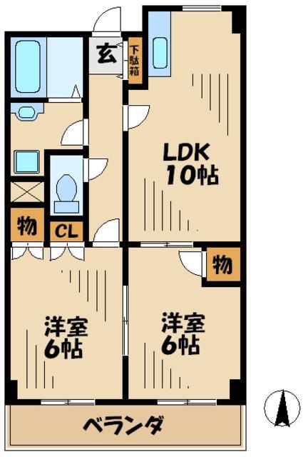 セレッソリーオ(2LDK/4階)の間取り写真