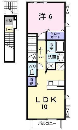 スリール ダンジュI(1LDK/2階)の間取り写真