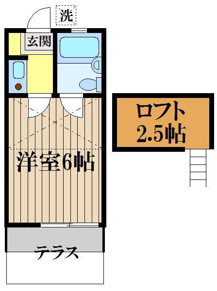 ヴィラフローラ(1K/1階)の間取り写真