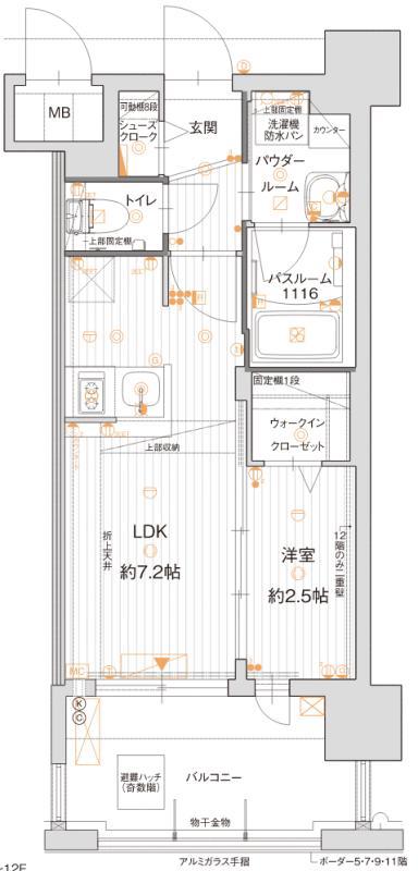 グランフォーレ博多マークプレイス(1LDK/7階)の間取り写真