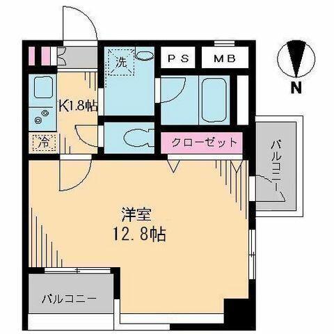 ブルソール信濃町(1K/2階)の間取り写真