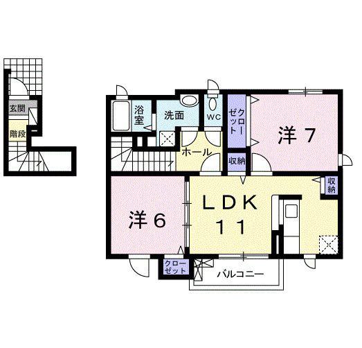 グラン サウス(2LDK/2階)の間取り写真