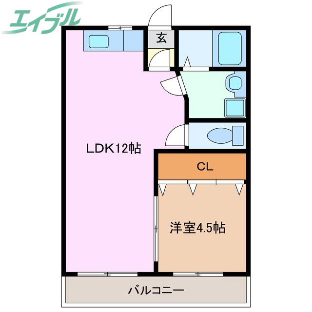 サンハイム宮西(1LDK/1階)の間取り写真