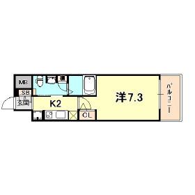 エステムプラザ神戸水木通グランクロス(1K/8階)の間取り写真