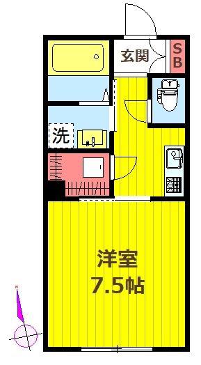 フォルス24(1K/2階)の間取り写真