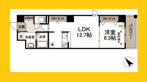 NOBLE HILLS(1LDK/7階)の間取り写真