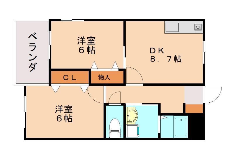 グレイス田仲(2DK/1階)の間取り写真