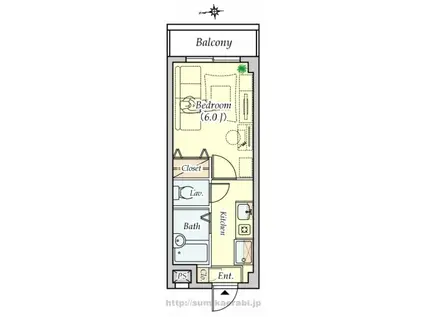 キャトルセゾンシライ壱番館(1K/3階)の間取り写真