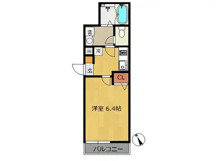 オーパスワン前原西(1K/3階)の間取り写真