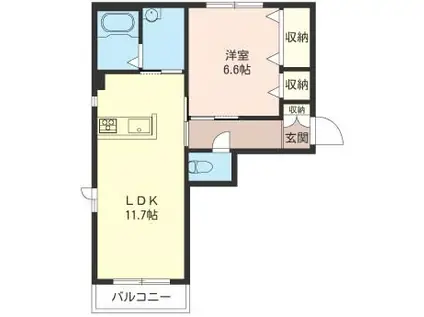 SHAMAISON リアン(1LDK/1階)の間取り写真