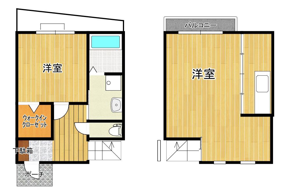 グランモア片野新町(1LDK/1階)の間取り写真
