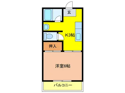 メモリアルハイツA(1K/2階)の間取り写真