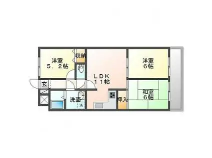 グランドハイツ野崎(3DK/5階)の間取り写真