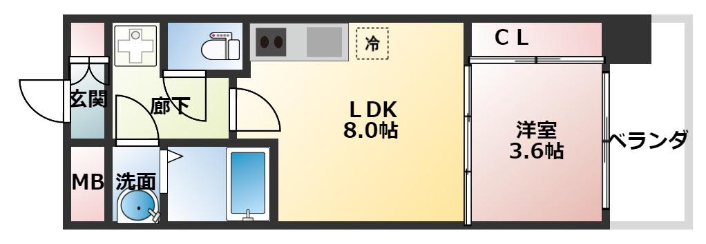 セレニテ北久宝寺(1LDK/15階)の間取り写真