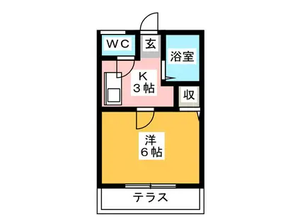 スウィートウィリアムス(1K/2階)の間取り写真