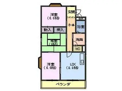 カサ東田面(3DK/3階)の間取り写真