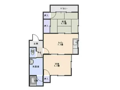 メゾン桃山台(2DK/2階)の間取り写真
