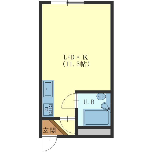 見晴ハイツ(ワンルーム/2階)の間取り写真
