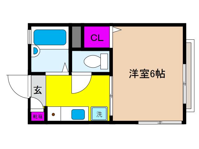 Uハイツ(1K/2階)の間取り写真