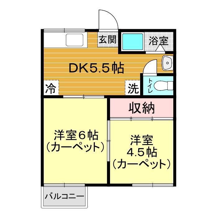 宮野第三アパート(2K/2階)の間取り写真