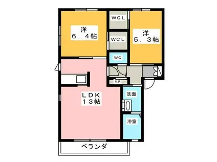 シャーメゾンタシロ(2LDK/2階)の間取り写真
