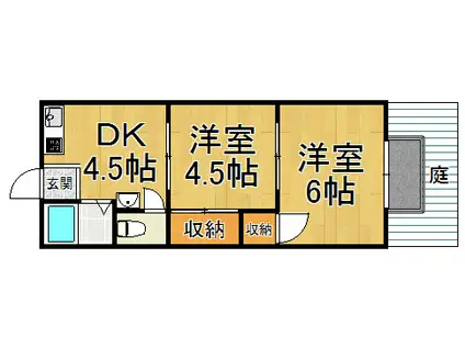 中村ハイツ(2DK/1階)の間取り写真