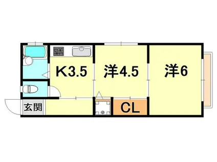 ルシャンテ・須磨川上(2K/1階)の間取り写真