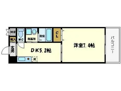 シビラ柴島(1DK/2階)の間取り写真