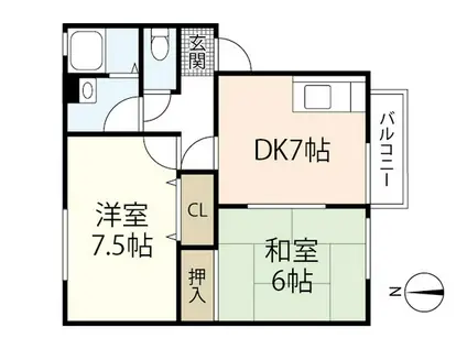 セジュールISHIDA B(2DK/1階)の間取り写真
