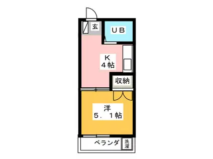 東寺尾ハウス(1K/1階)の間取り写真